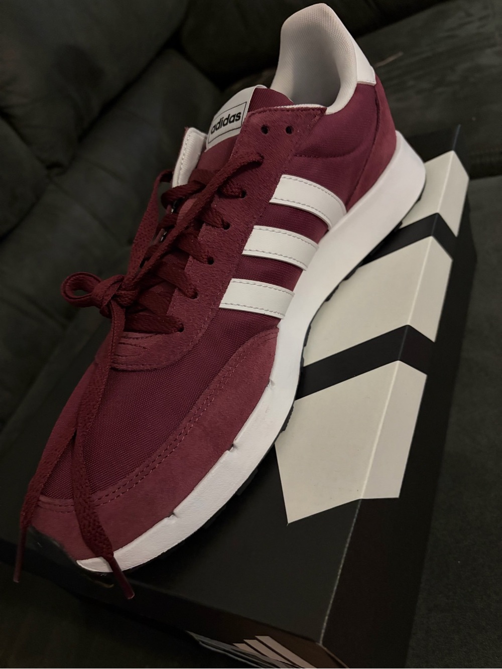 adidas Men’s Maroon Retro Runner with White Stripes